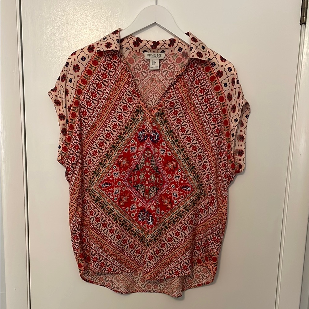 Rachel Zoe Red and Salmon No Sleeve Blouse